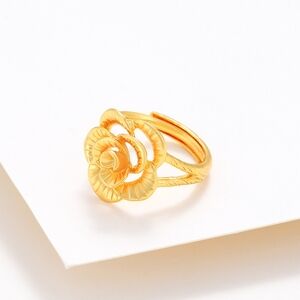 Jewelry Gold Plated Open Adjustable Flower Women's Ring